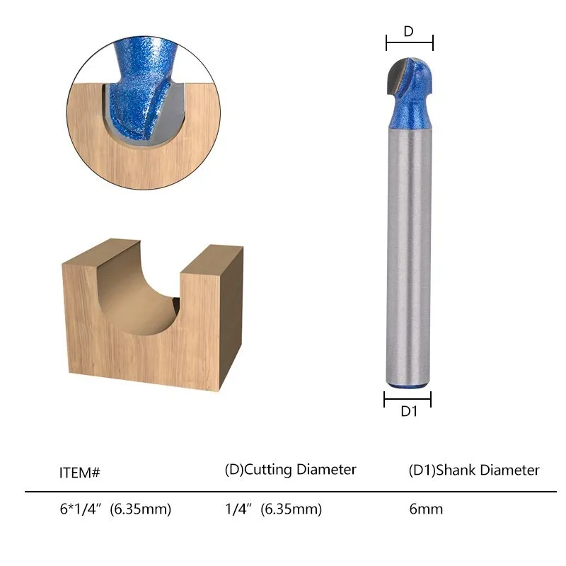 XCAN Holz Fräser 6mm Schaft Ecke Rundung Router Bit Set Radius Holz Trimmen Cutter Holz Werkzeug 1pc/4pc Set
