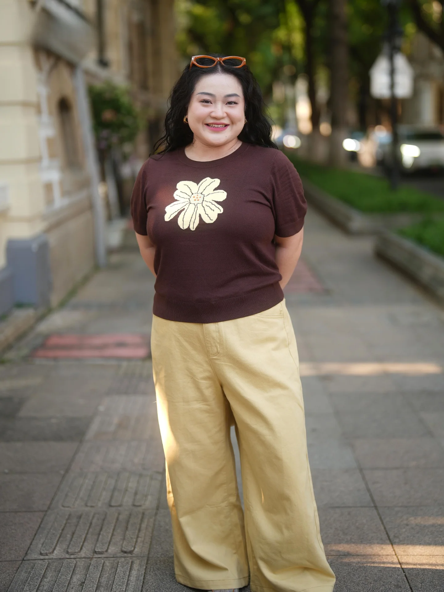

Cloud Cotton Khaki Wide Leg Straight Cut Casual Pants plus Size Faionable High Waist Elastic Waisand Ladies Trousers