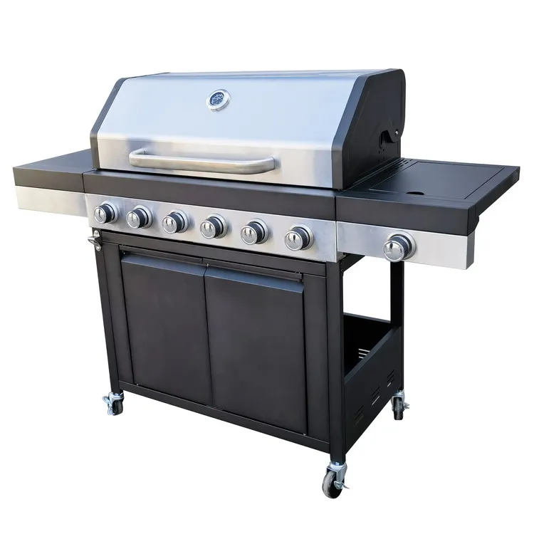 New Extra Large Party 6 Burner Barbecue Grill Outdoor Stainless Steel Gas BBQ Grill with Side Burner