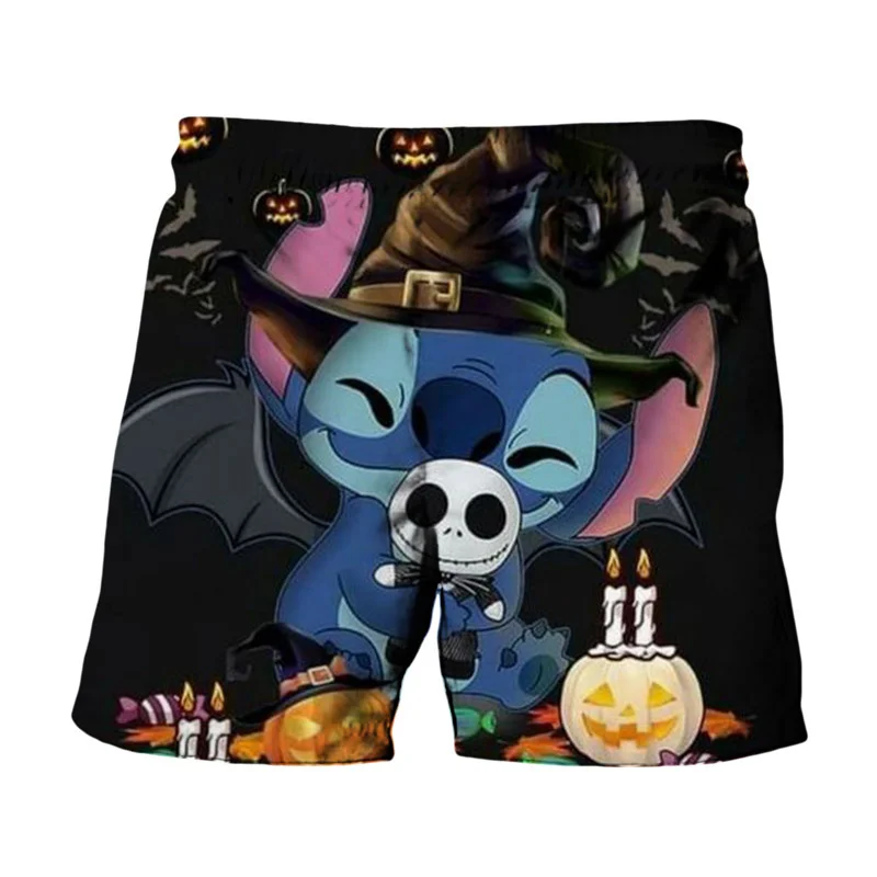 Disney Brand Stitch And Mickey Minnie Print Summer Men\'s Swimwear Beach Club Y2K Halloween Collection Fashion Casual Shorts