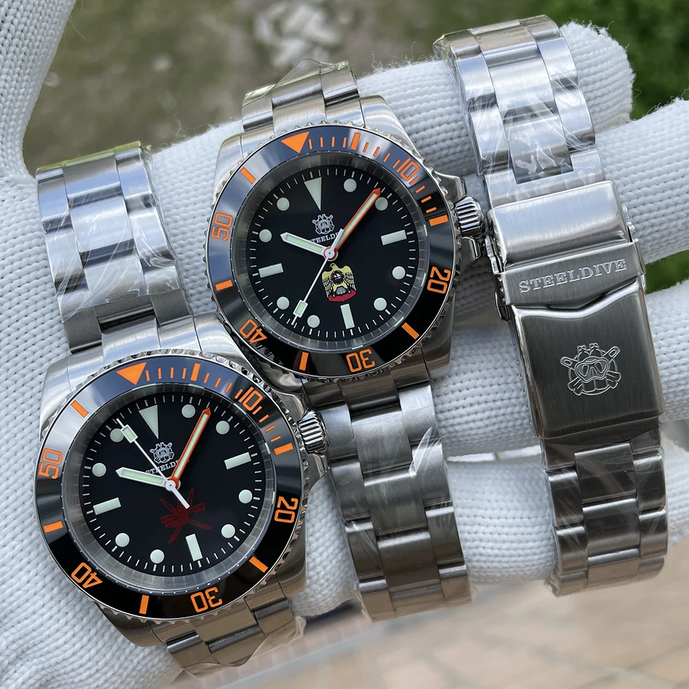 STEELDIVE Official SD1954C Water Ghost Synthetic Mirror 20BAR Waterproof Ceramic Bezel Swiss Luminous Luxury Mechanical Watches