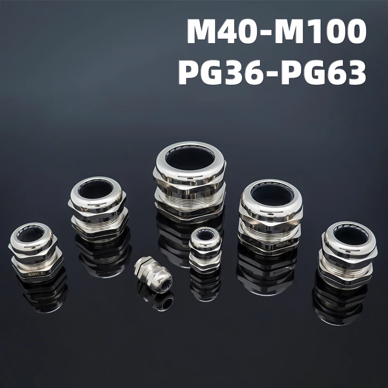 M40-100 PG36-PG63 304 Stainless Steel Cable Gland Nickel Plated Brass Fixing Seal Joint Metric Thread Stuffing Connector