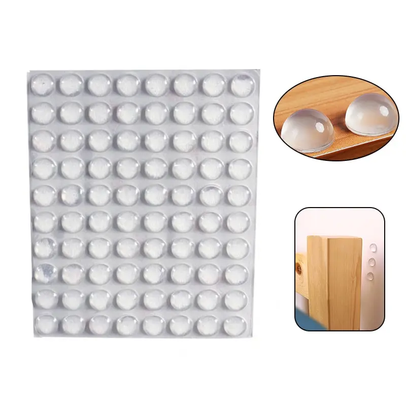 100pcs 8mm Transparent Silicone Granules Door Handle Sticker Transparent Anti Bump Silicone Cushioning Anti Slip Mat
