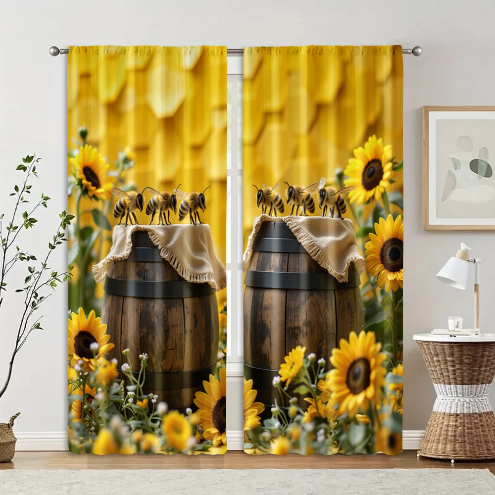

2 pcs, filtering curtains (excluding rods, non-movable, without batteries) Honey Bee for use in bedrooms and living rooms