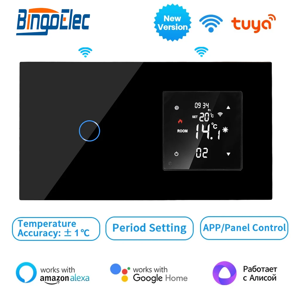 Bingoelec WiFi Smart Switch with Neutral Wire and Smart Wifi Thermostat for Water/Electric Heating Gas Bolier Tuya Smart Life