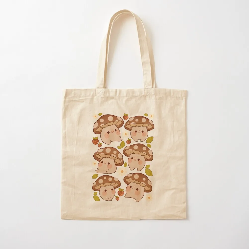 

Mushroom pattern with strawberries and daisies green Tote Bag free delivery bags Women's bags shopper bag woman Canvas Tote Bag