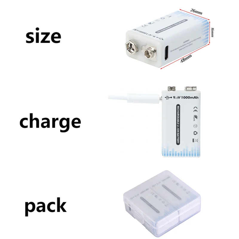 Akumulator 9 V 1000 mAh typu c USB 9 V litowo-jonowy 6F22 do modelu helikoptera RC mikrofon zabawka