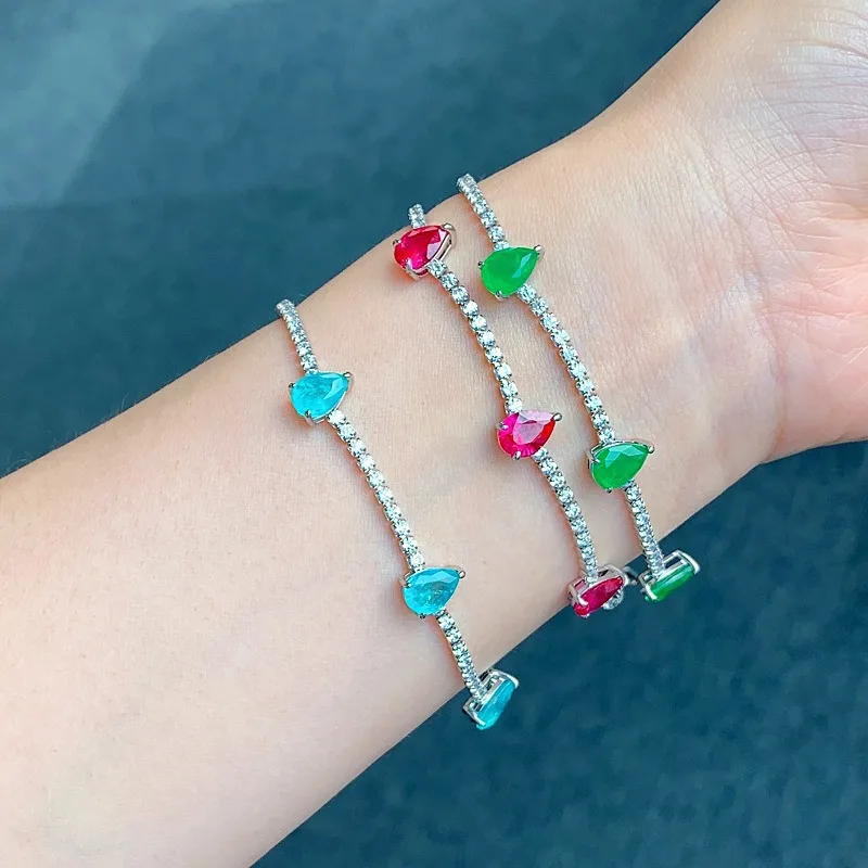 Jewelry Internet Celebrity Fashion Fresh Bracelet Emerald Blood Red Paraiba Bracelet