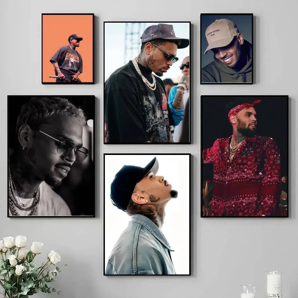 1 قطعة C-h-ris B-r-own ملصق ذاتي اللصق فني مقاوم للماء ورقة ملصق مقهى بار غرفة جدار ديكور #1