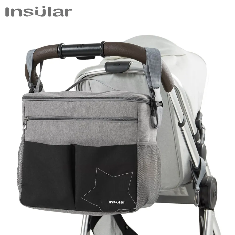 

Insular Large Capacity Diaper Bag,Polyester Solid Color Insulated Mommy Bag,Portable Travel Nursing Bag Compatible with Stroller