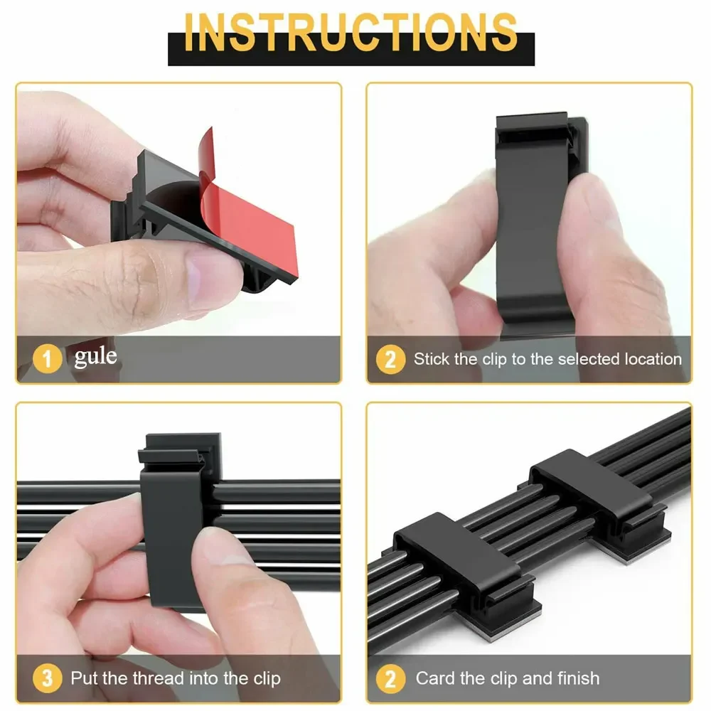 Self-adhesive Cable Organizer Wire Tie Cable Clamp Clips Holder Clamp Management Car GPS Data Decorative Cord Winder Manager