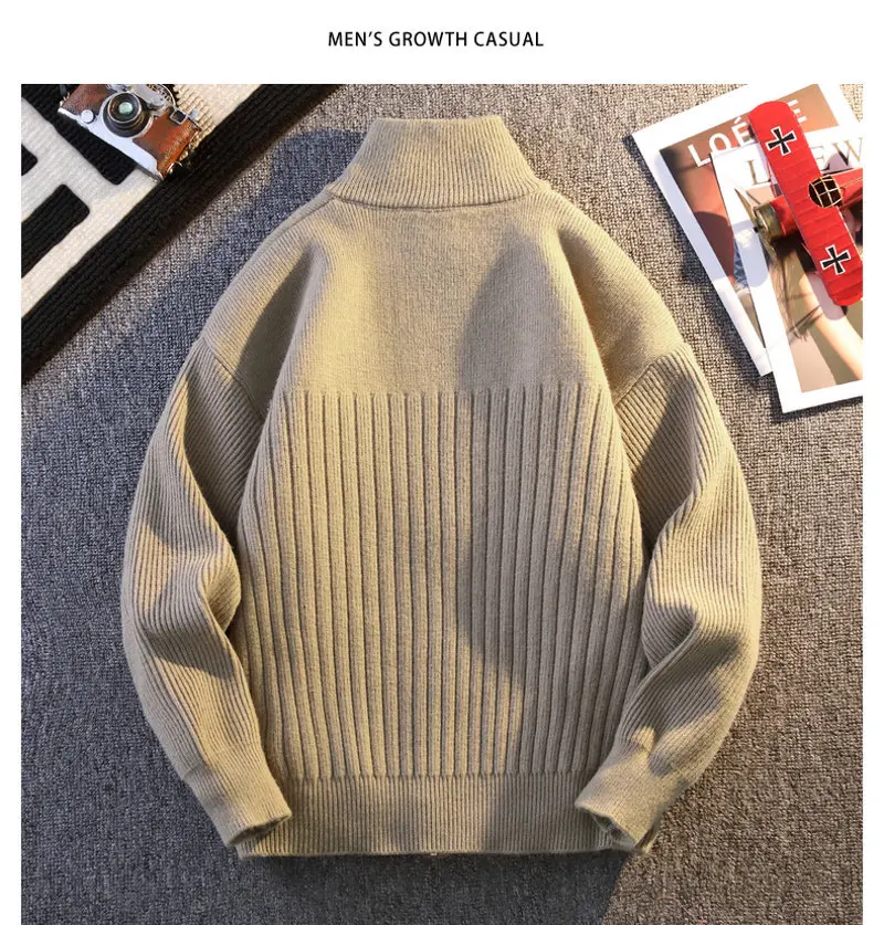 Nova moda masculina gola cardigans sweatercoats qualidade masculino mais grosso quente casual malhas cardigans outwear blusas soltas 4