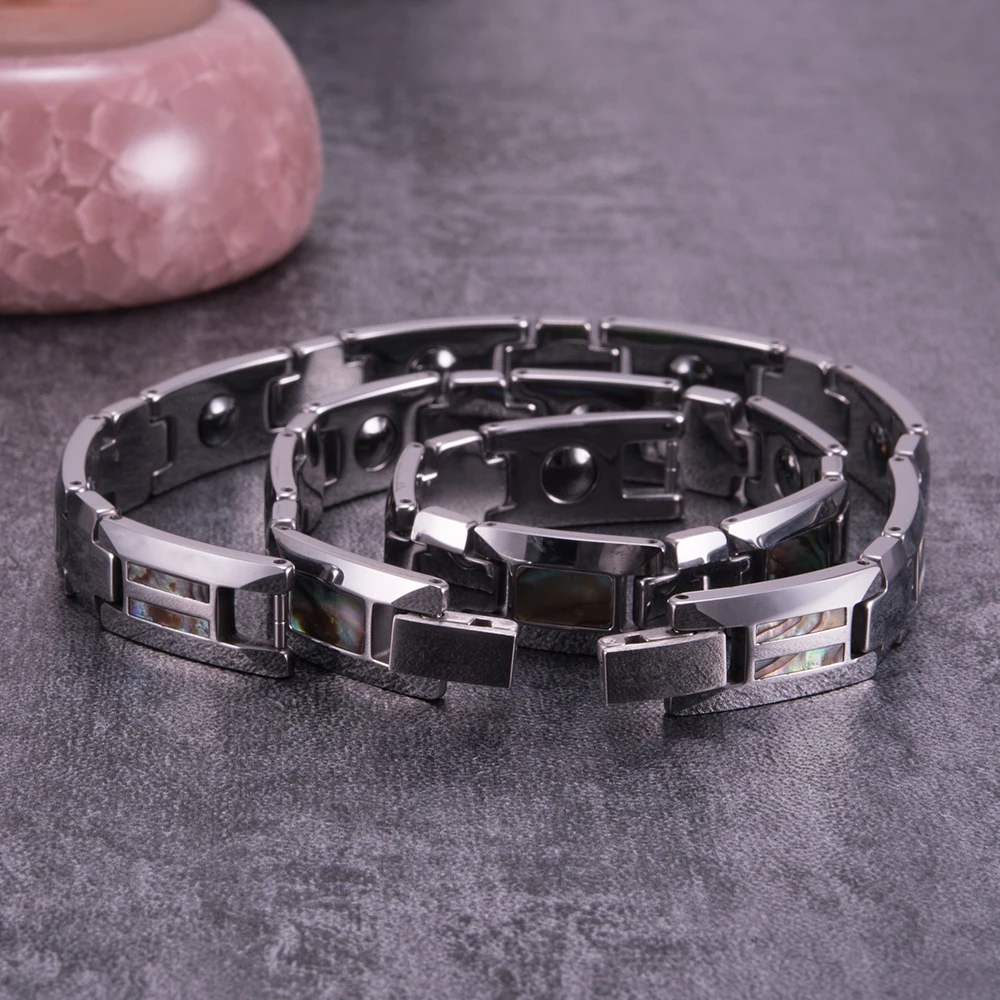 Ikuinen Fashion Tungsten Magnetic Bracelet Men Anti-scratch Cross Shell Bracelet Energy Tungsten Carbide Bracelet for Men