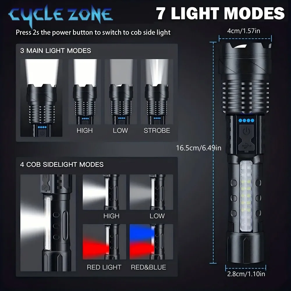 XHP50 Flashlight Zoomable Flashlight Powerful Handheld Lighting Night Work Emergency Torch for Outdoor Camping Fishing Lantern