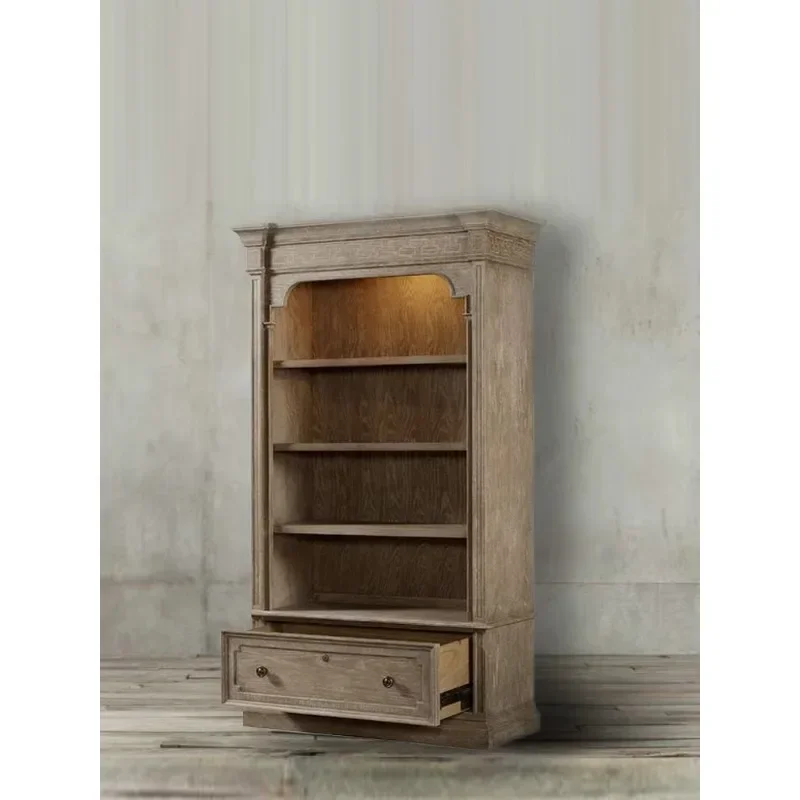 

Американская легкая роскошная многослойная книжная полка из цельного дерева, полка для хранения в гостиной, книжный шкаф от пола до потолка в спальне