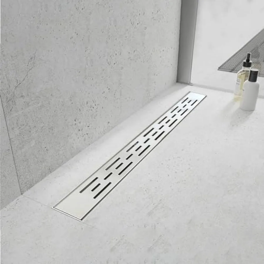 

Lear Shower Dra Shower Dra with bar Pattern Grate Professional Brushed 304 High Flow Hair Catcher Shower Drain