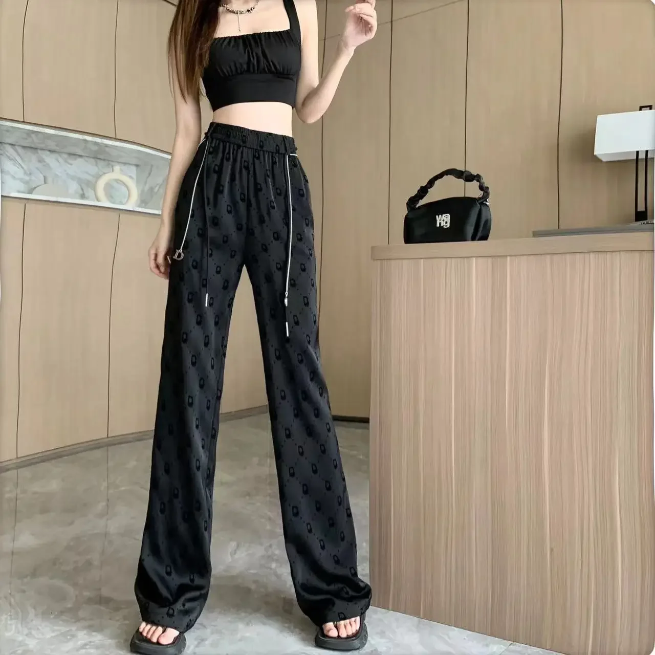 Fashionable High-Waisted Bell Bottoms Women's Casual Draped Pants Trendy Spring Summer 2023 Slimming Fresh Style