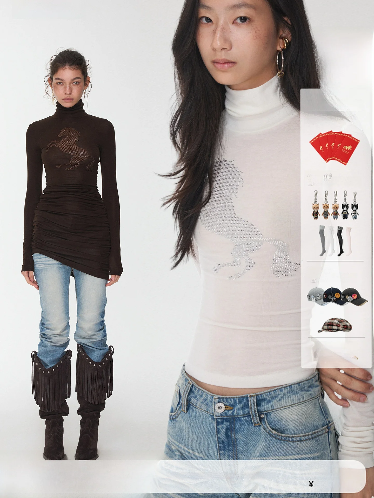 

JINN STUDIO Однотонный женский облегающий лонгслив с высоким воротником, базовый слой, повседневная трикотажная одежда, внутренний слой