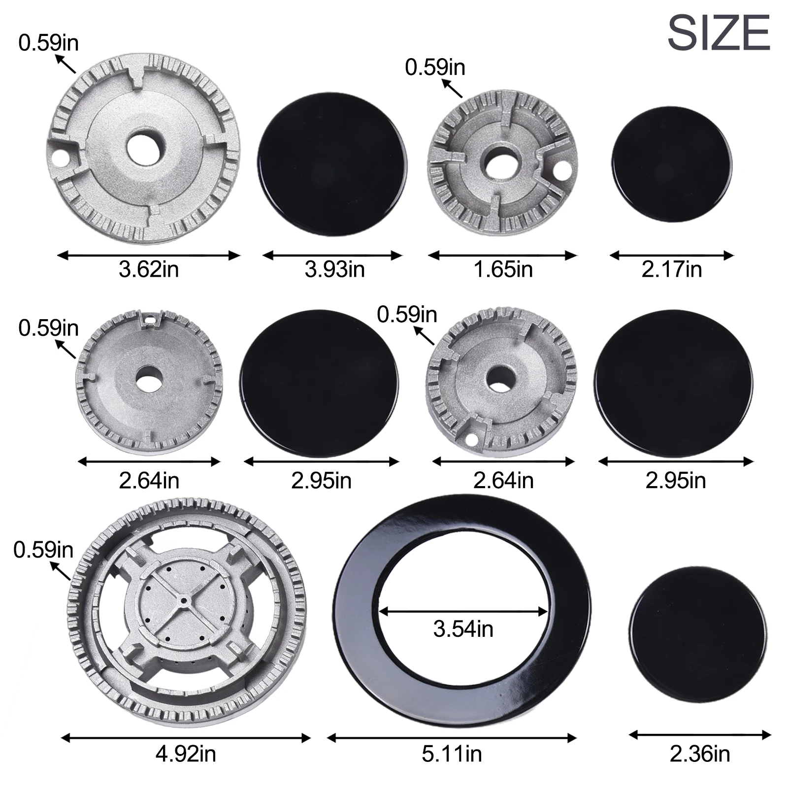 Oven Gas Hob Cooker Hat Set Gas Hob Cooker Hat Set for For SABAF Stoves Featuring 6 Hoods and 5 Diffusers for Even Heating