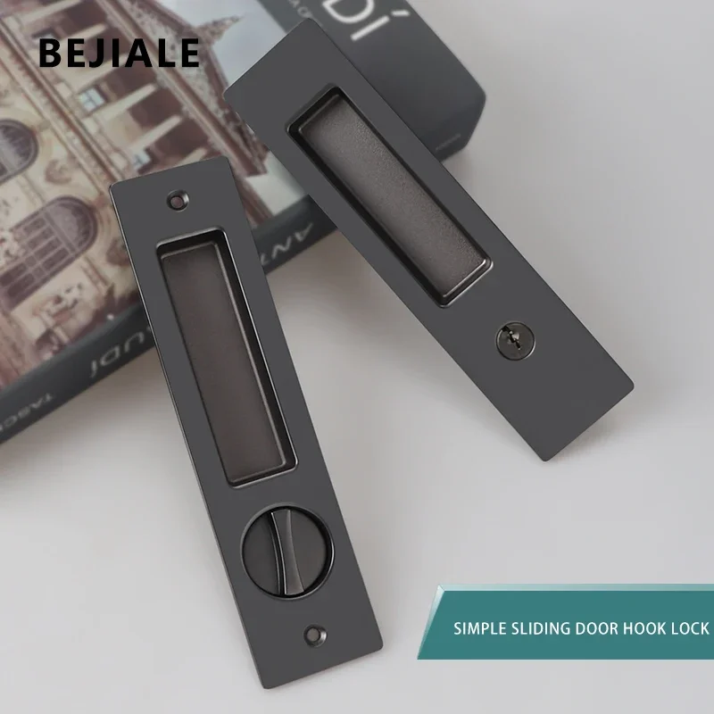 Serratura per porta scorrevole Serratura per porta scorrevole Maniglia per cucina per balcone interno nero Bagno con chiave Serratura a gancio per porta scorrevole mobile