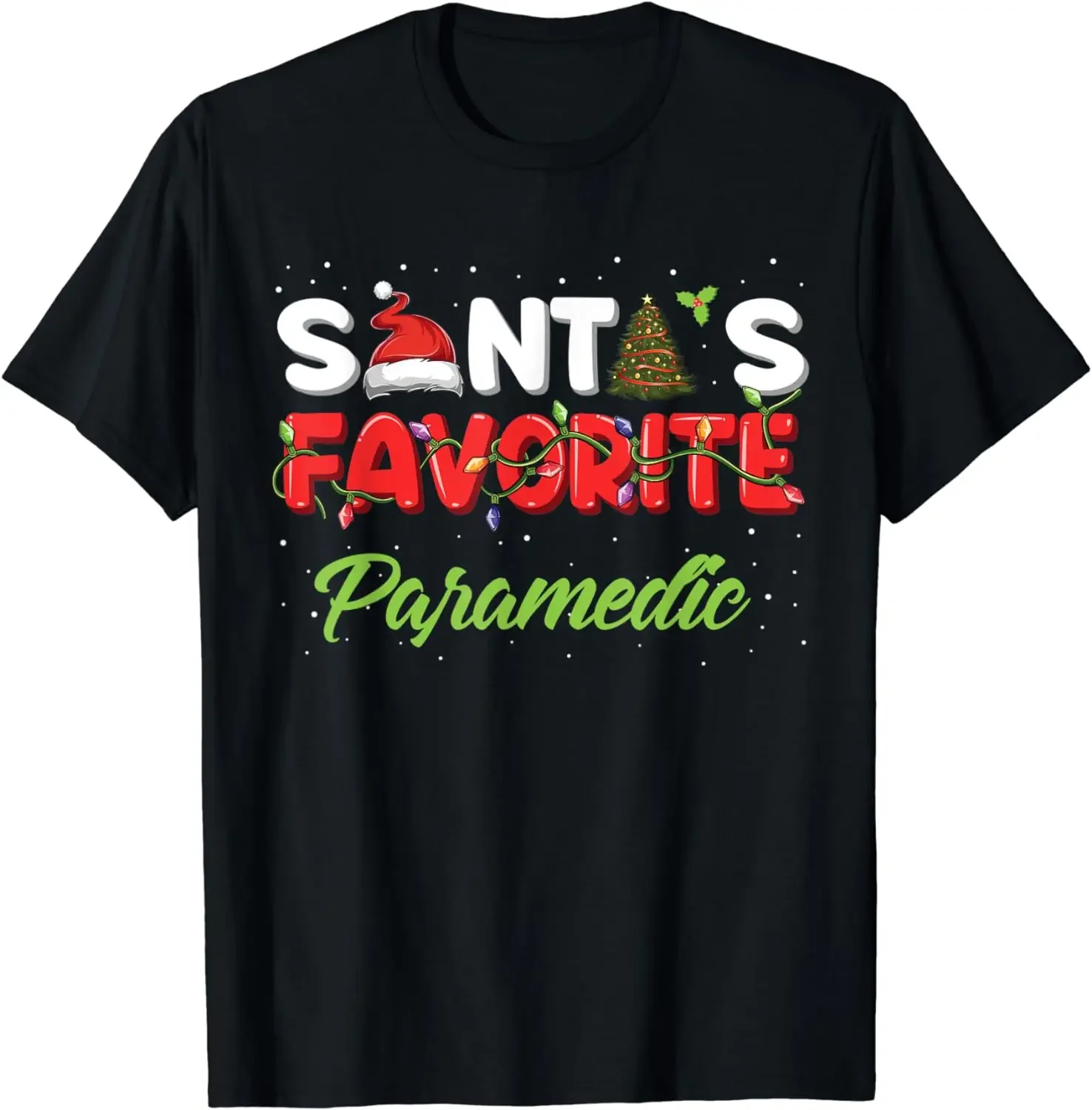 

Santa's Favorite Paramedic Christmas Xmas Gifts T-Shirt 100% Cotton O-Neck Summer Short Sleeve Casual Mens T-shirt Size S-3XL