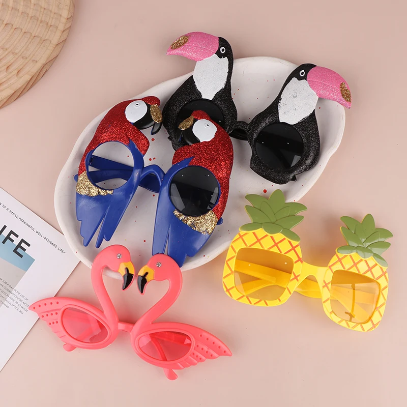 Lunettes de soleil pour fête tropicale hawaïenne, 1 pièce, Luau, piscine, plage, fournitures de décoration, dessin animé, lunettes amusantes, accessoires Photo