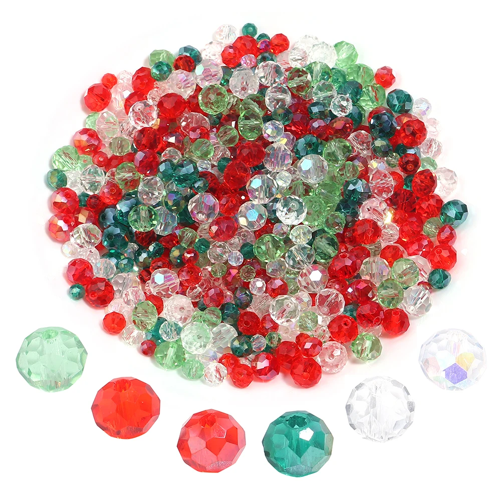 100-200pcs/bag 4/6/8mm Mix Color Faceted Glass Beads Clear Round Flat Loose Beads For Jewelry Making DIY Bracelet Necklace
