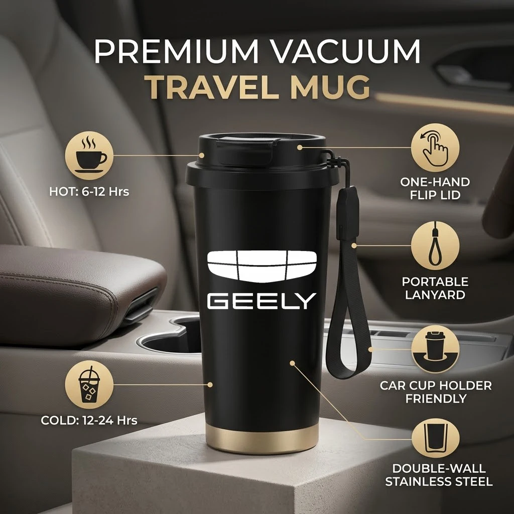 Car Thermos Cup Water bottle Coffee cup 316 stainless steel For Geely Logo Manjaro Atlas Pro Emgrand Geometry C Coolray GX3 EC7