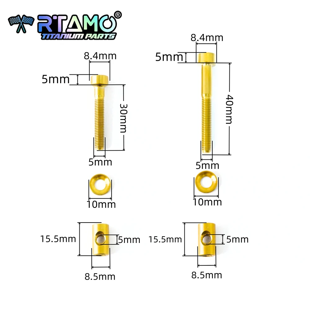 RTAMO Gr5 Titanium Seatpost Bolts M5x30/40mm Mountain Road BMX Bike Bicycle Seat Tube Screws Nuts With Washer