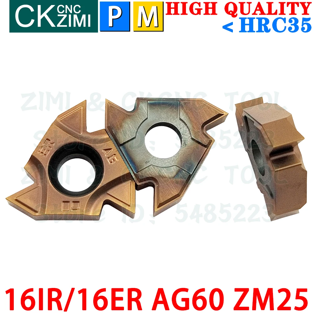 16IR AG60 ZM25 16ER AG60 ZM25 Insertos de carburo de Insertos de torneado roscados de rosca externa interna Herramientas Herramientas de torno de metal 16IR/16ER AG 60 para portaherramientas de rosca SNL SNR SER SEL