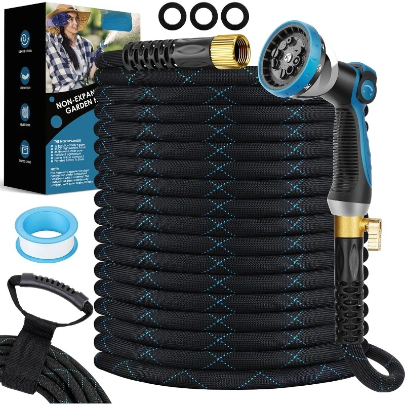 Garden Hose 100 ft, Leak-Proof, Kink-Free Hose, Durable 3750d Fabric & Extra Strong Connector, Portable Storage Strap