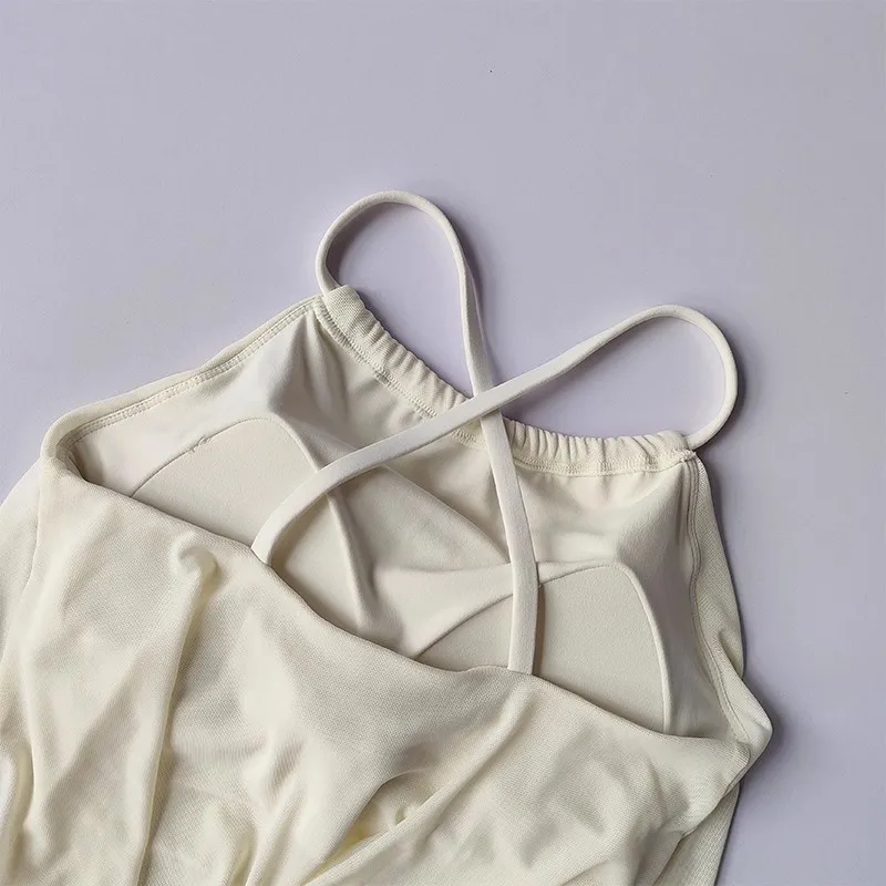 Sexy Mesh-Sportweste für Damen mit Kreuzträgern, Yoga-Tanktop, Fitness-Camisole-BH für Fitnessstudio und Laufsport – Detail 10