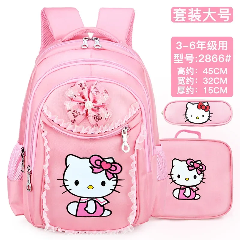 Olá kitty mochila escolar infantil sanrio, à prova d'água, proteção contra redução de carga, bolsa escolar para mulheres