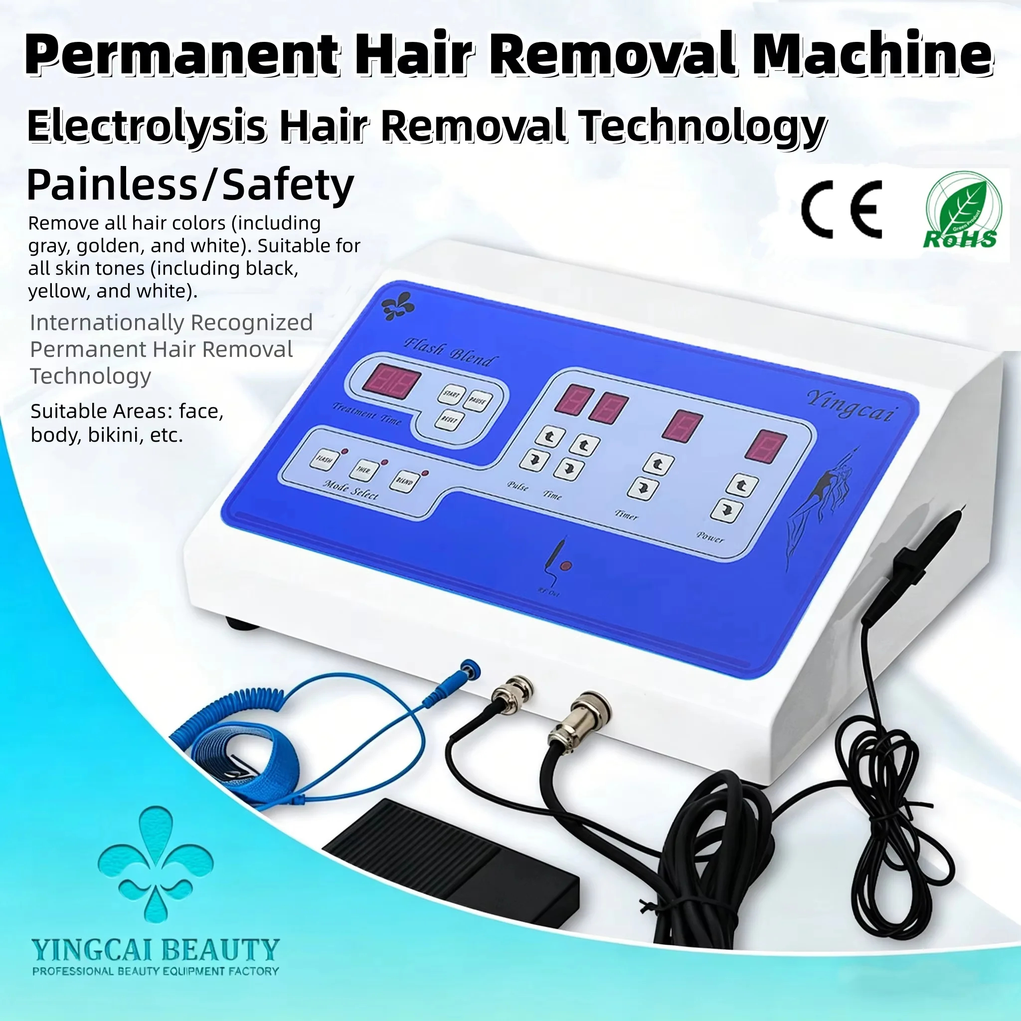 Máquina profissional de remoção de pelos por eletrólise permanente, dispositivo de depilação com agulha indolor para rosto e corpo