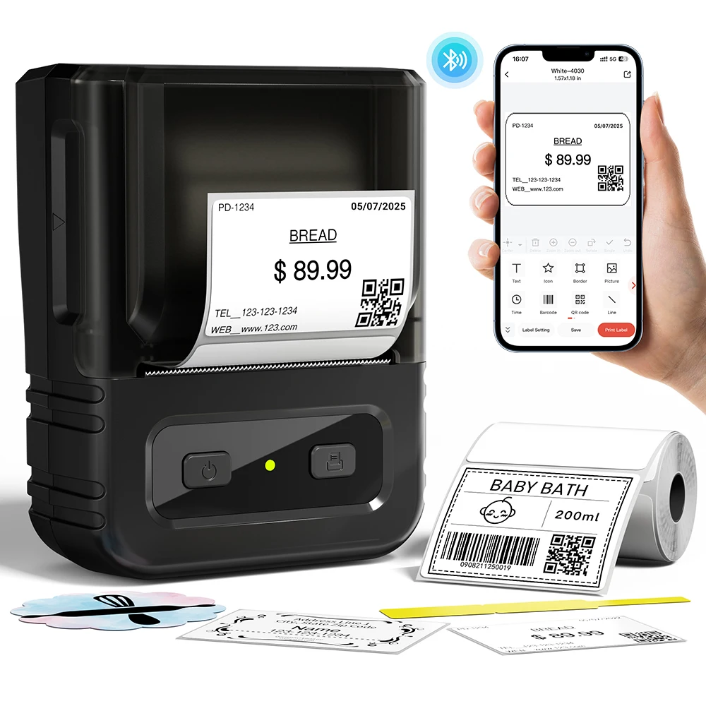 

Itari Label Maker Machine with Tape, M102 Bluetooth Sticker Maker, Portable Barcode Label Printer for Small Business, Address