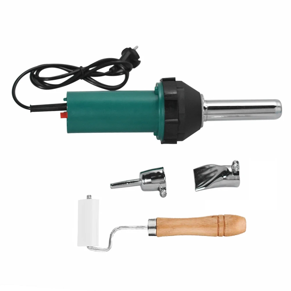 1080W 220V Plastic Hot Air Welding Gun Torch with Pencil Tip Nozzle Flat Tip Pressure Roller Welding Heat Gun Kit Welder Machine
