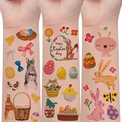 10 件, Easter Temporary Tattoo Stickers, 126 Cute Cartoon Easter Bunny Egg Pattern Fake Tattoo Stickers