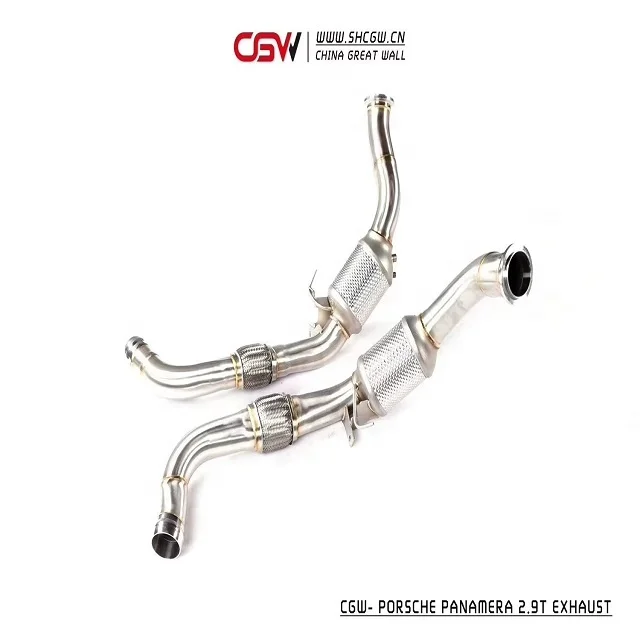High Performance Active Sound Exhaust Muffler Downpipe with Heat Shield for   971 2.9T Header