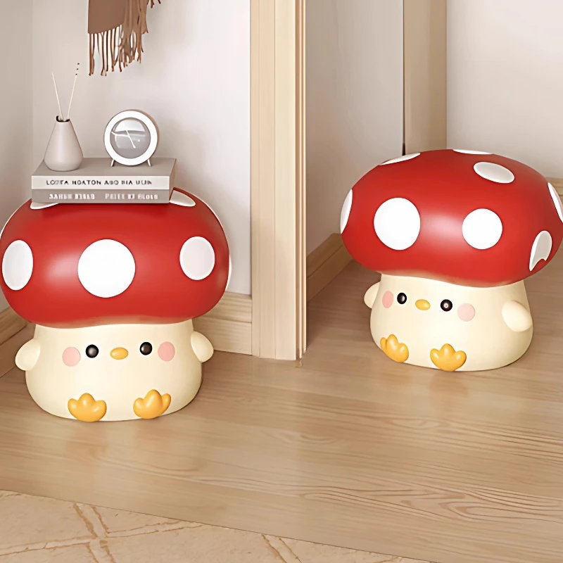 Cartoon Mushroom Stool, Cute Entryway Shoe Bench&Living Room Ottoman, Bedside Accent Seat for Room,Creative Home Decor Furniture - view 5