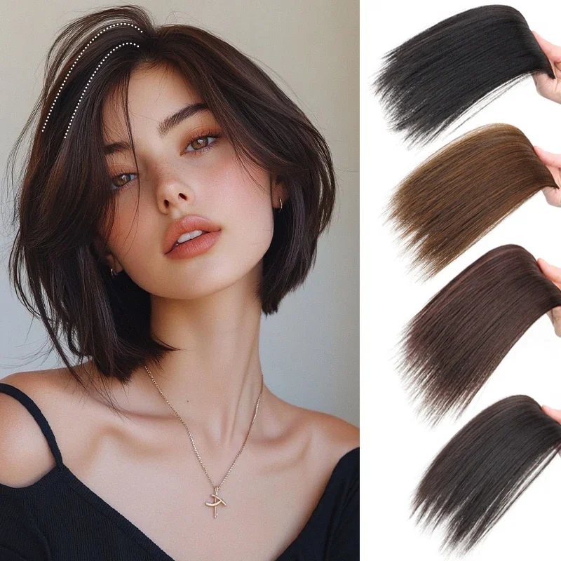 

Synthetic Invisable Seamless Hair Pads Clip In Increase Hair Volume Hair Extensions Top Side Cover Hairpiece for Women