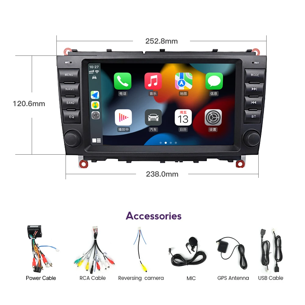 Android 13 For Mercedes Benz CLK W209 W203 2005-2012 Car Multimedia Video Player CarPlay 4G WiFi GPS Navigation Stereo Car Radio