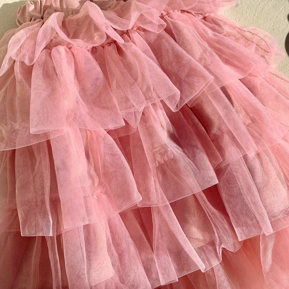 2-8T Infant Kid Girl Cake Skirt Elegant Toddler Baby Clothes Autumn Long Tutu Skirt Cute Sweet Party Club Outfit