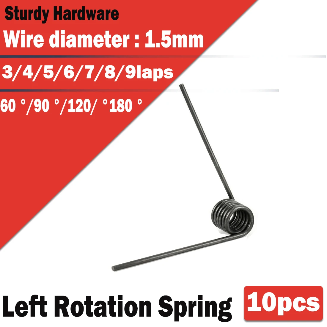 1.5mm Wire Diameter (Left Rotation) Rotating Precision Torsion Spring Spring Stock Optional 60 °/90 °/120 °/180 ° -10pcs