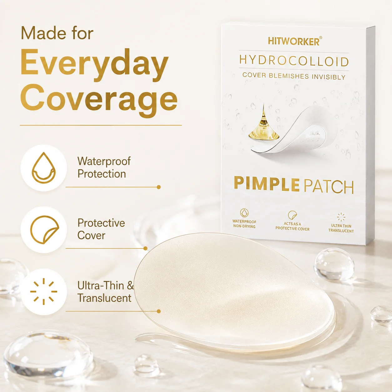 375PCS Hydrocolloid Pimple Patches for Face, Ultra Thin Translucent Round Blemish Cover Stickers, Mixed Size Facial Spot Patches