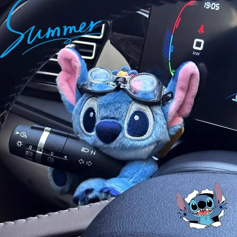 Anime Stitch Turn Signal Decoration Cartoon Disney Car Interior Accessories Fur Plush Toy Car Gear Shift Cute Soft Doll