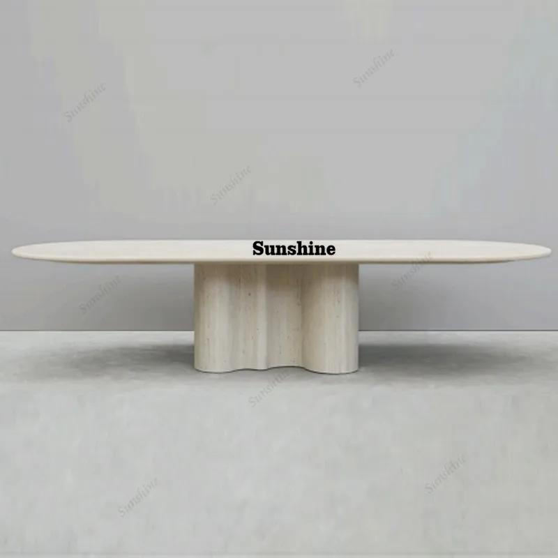 

Natural stone dining table medium antique marble dining table retro silent wind dining table minimalist light