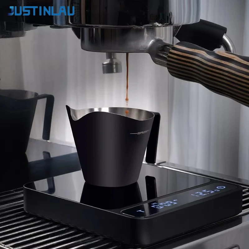 JUSTINLAU Espresso Extraction Cup Stainless Steel Measuring Cup with Eagle Beak Spout＆Scale Marking Coffee Liquid Receiving Cups