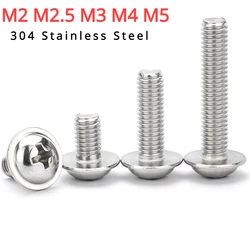 304 Stainless Steel Round Head Screws With Washers Phillips Pan Head Screws And Bolts  M2 M2.5 M3 M4 M5