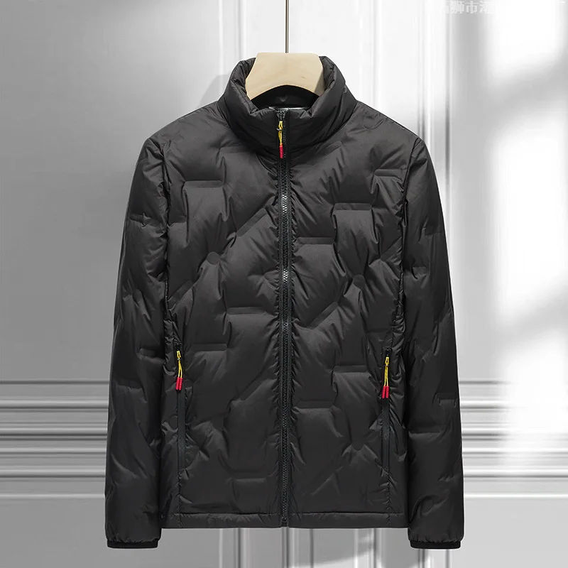 

Мужской пуховик, ветрозащитный воротник-стойка, молния, мужское пальто, модное простое легкое пальто с длинными рукавами, уличная повседневная мужская верхняя одежда
