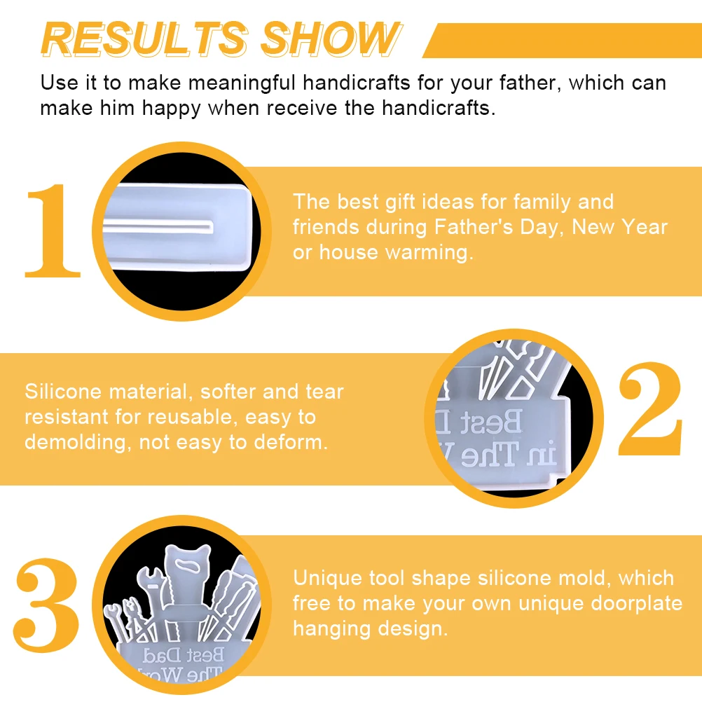 

Father's Day Pendant Mold Fathers Silicone Moulds Casting Door Panel Epoxy Resin Molds Ornament Crystal for White Dad